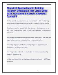 Electrical Apprenticeship Training Program Orientation Test Latest 2025-2026. Graded A
