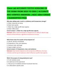 Chem Lab ACCURATE TESTED VERSIONS OF THE EXAM FROM 2025 TO 2026 | ACCURATE AND VERIFIED