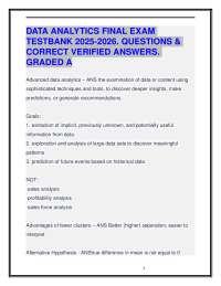 DATA ANALYTICS FINAL EXAM TESTBANK 2025-2026. QUESTIONS & CORRECT VERIFIED ANSWERS.GRADE A