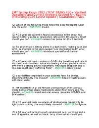 EMT Fisdap Exam 2025 (TEST BANK) 400+ Verified Questions and Correct Answers Graded A+, Ex