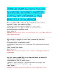 Chem Lab EXAM 2025 AND PRACTICE QUESTIONS |ACCURATE ANSWERS| VERIFIED FOR GUARANTEED