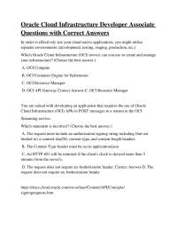 Oracle Cloud Infrastructure Developer Associate Questions with Correct Answers