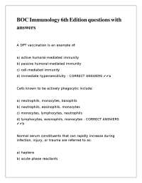 BOC Immunology 6th Edition questions with answers
