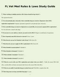 FL Vet Med Rules & Laws Study Guide