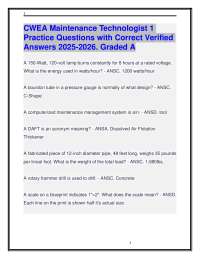 CWEA Maintenance Technologist 1 Practice Questions & Correct Answers 2025-2026. Graded A