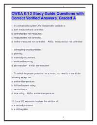 CWEA E/I 2 Study Guide Questions with Correct Verified Answers. Graded A