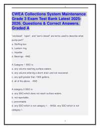 CWEA Collections System Maintenance Grade 3 Exam Test Bank Latest 2025-2026. Graded A