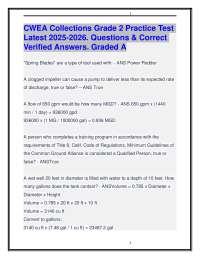 CWEA Collections Grade 2 Practice Test Latest 2025-2026. Questions & Correct Answers.
