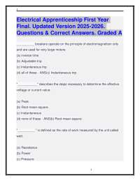 Electrical Apprenticeship First Year Final. Updated Version 2025-2026. Questions & Answers