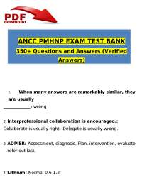 ANCC PMHNP EXAM TEST BANK