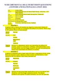 NURS 2488 MENTAL HEALTH REVISION QUESTIONS ,ANSWERS AND RATIONALE(LATEST 2025.pdf