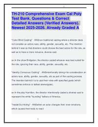 TH-210 Comprehensive Exam Cal Poly Test Bank.Questions & Correct Answers 2025-2026.Grade A