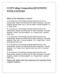 CLEP College Composition QUESTIONS WITH ANSWERS,
