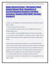 Sales General Exam -Stringham Real Estate School Test. Questions & Correct Answers 2025-26