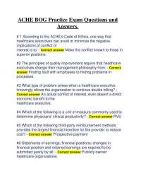 ACHE BOG Practice Exam Questions and Answers.
