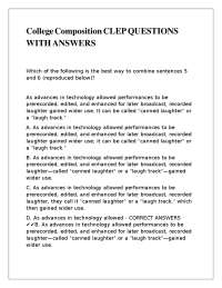 College Composition CLEP QUESTIONS WITH ANSWERS