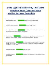 Delta Sigma Theta Sorority Exam Prep: History, Principles, and Founders
