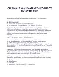 Perioperative Nursing Final Exam with Answers - 2025