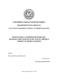 EFFETTO DELLA SOMMINISTRAZIONE DEL BIFIDOBACTERIUM BIFIDUM PRL 2010 SUL PROFILO LIPIDICO I