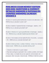 RHIA MOCK EXAM NEWEST EDITION 2025-2026. QUESTIONS & CORRECT DETAILED ANSWERS. GRADED A