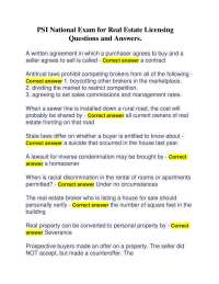 PSI National Exam for Real Estate Licensing Questions and Answers.