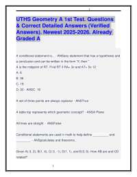 UTHS Geometry A 1st Test. Questions & Correct Detailed Answers 2025-2026 Edition. Graded A