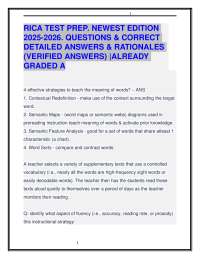 RICA TEST PREP. NEWEST EDITION 2025-2026. QUESTIONS & CORRECT DETAILED ANSWERS. GRADED A