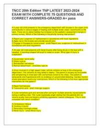 TNCC 20th Edition TNP LATEST 2023-2024 EXAM WITH COMPLETE 75 QUESTIONS AND CORRECT ANSWERS