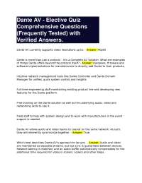 Dante AV - Elective Quiz Comprehensive Questions (Frequently Tested) with Verified Answers