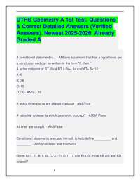 UTHS Geometry A 1st Test. Questions & Correct Detailed Answers 2025-2026 Edition. Graded A