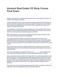 Vermont Real Estate Exam Questions and Answers