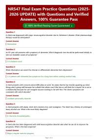 NR547 Final Exam Practice Questions (2025 2026 UPDATE) with Questions and Verified Answers