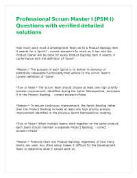 PSM I Exam Questions with Verified Solutions