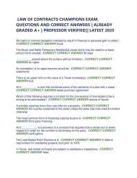 Contract Law Exam Questions and Answers: Real Estate Principles