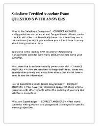Salesforce Certified Associate Exam: Questions and Answers