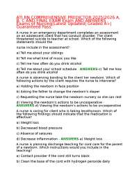 ATI RN COMPREHENSIVE PREDICTOR 2025|2026 A, B, C AND FINAL EXAM Exam AND ANSWERS , Exams o