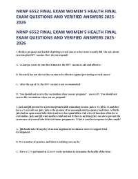 NRNP 6552 FINAL EXAM WOMEN’S HEALTH FINAL EXAM QUESTIONS AND VERIFIED ANSWERS 2025-2026