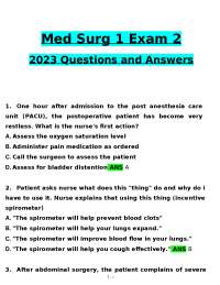 Medical-Surgical Nursing Exam: Postoperative Care Questions and Answers