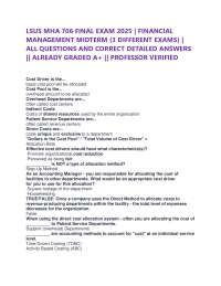 Healthcare Financial Management Exam: Costing, Budgeting, and Valuation