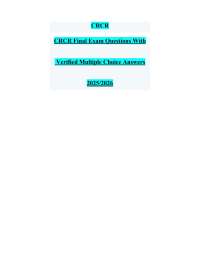 CRCR CRCR Final Exam Questions With Verified Multiple Choice Answers 2025/2026
