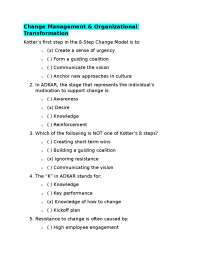 Change Management and Organizational Transformation Quiz