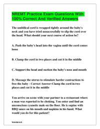 NREMT Practice Exam Questions With 100% Correct And Verified Answers