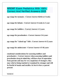 NREMT Exam Pediatrics With 100% Correct And Verified Answers 2025