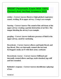 NREMT Paramedic Exam With 100% Correct And Verified Answers 2025