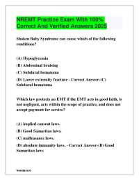 NREMT Practice Exam With 100% Correct And Verified Answers 2025