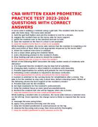 CNA Written Exam Prometric Practice Test 2023-2024 Questions with Correct Answers