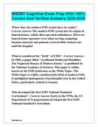 NREMT Cognitive Exam Prep With 100% Correct And Verified Answers 2025-2026