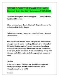 NREMT COGNITIVE EXAM With 100% Correct And Verified Answers 2025-2026