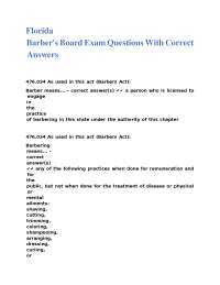 Florida Barber's Board Exam: Questions and Answers