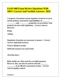 IAAO 400 Exam Review Questions With 100% Correct And Verified Answers 2025